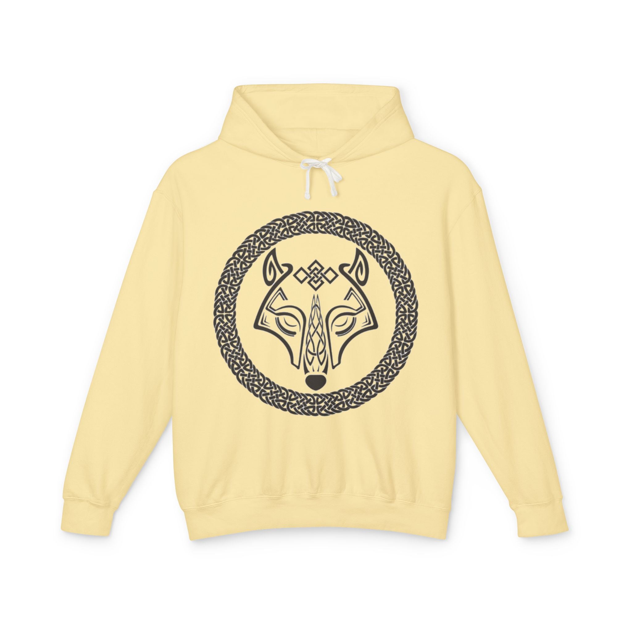 Viking Wolf Rune Hoodie — Norse Knotwork Fox/Wolf Circle Graphic Hoodie