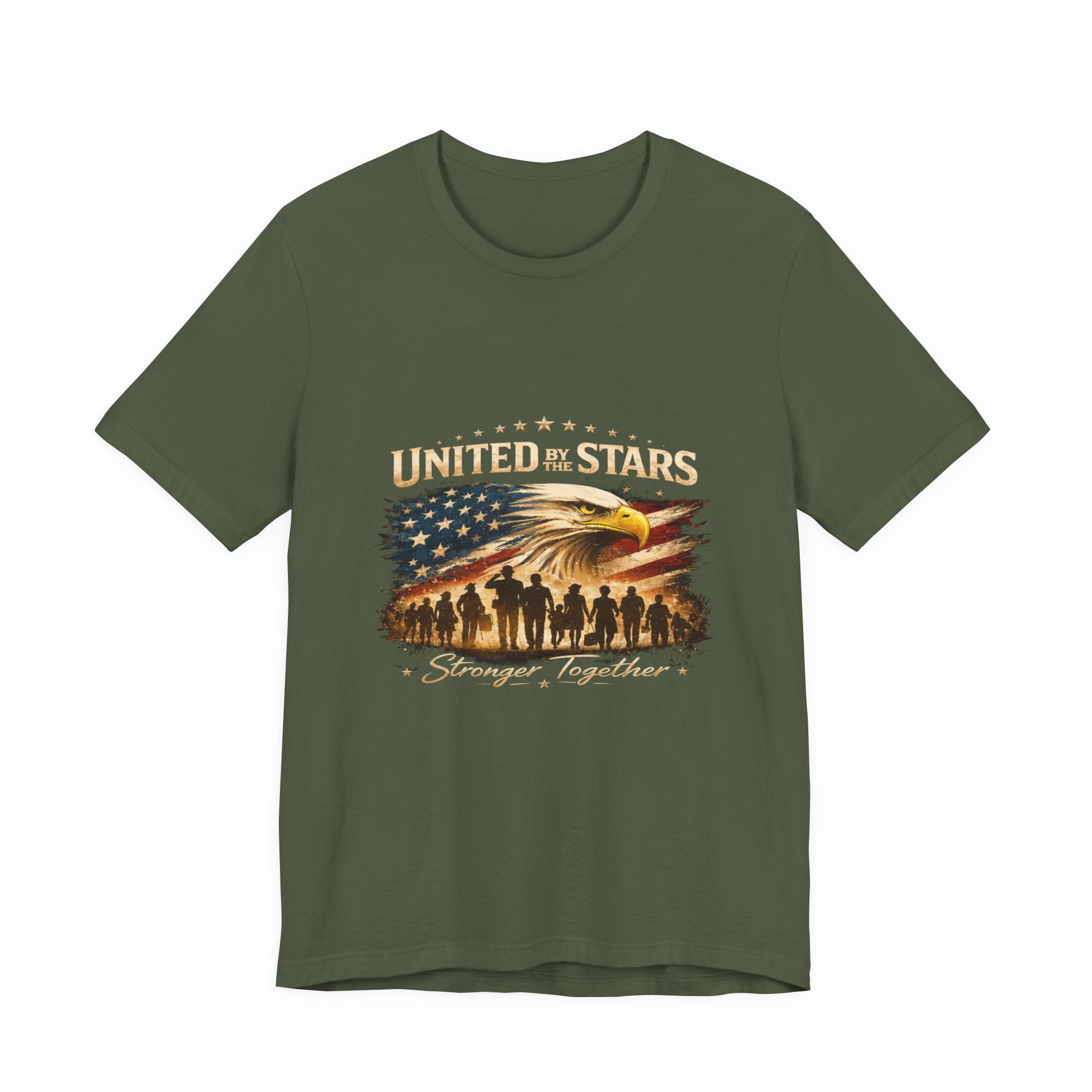 United We Stand T-Shirt – Patriotic Eagle & Soldiers “Stronger Together” Tee