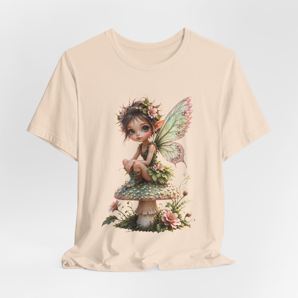 Fairy Mushroom Tee — Cute Woodland Fairy Sitting on Toadstool Graphic T-Shirt