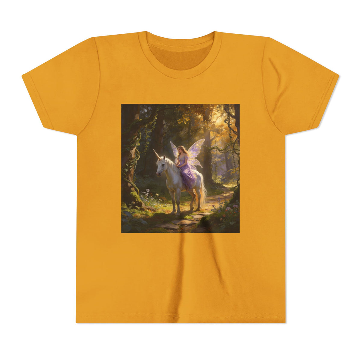 Youth Tee — Enchanted Unicorn & Fairy Forest Graphic