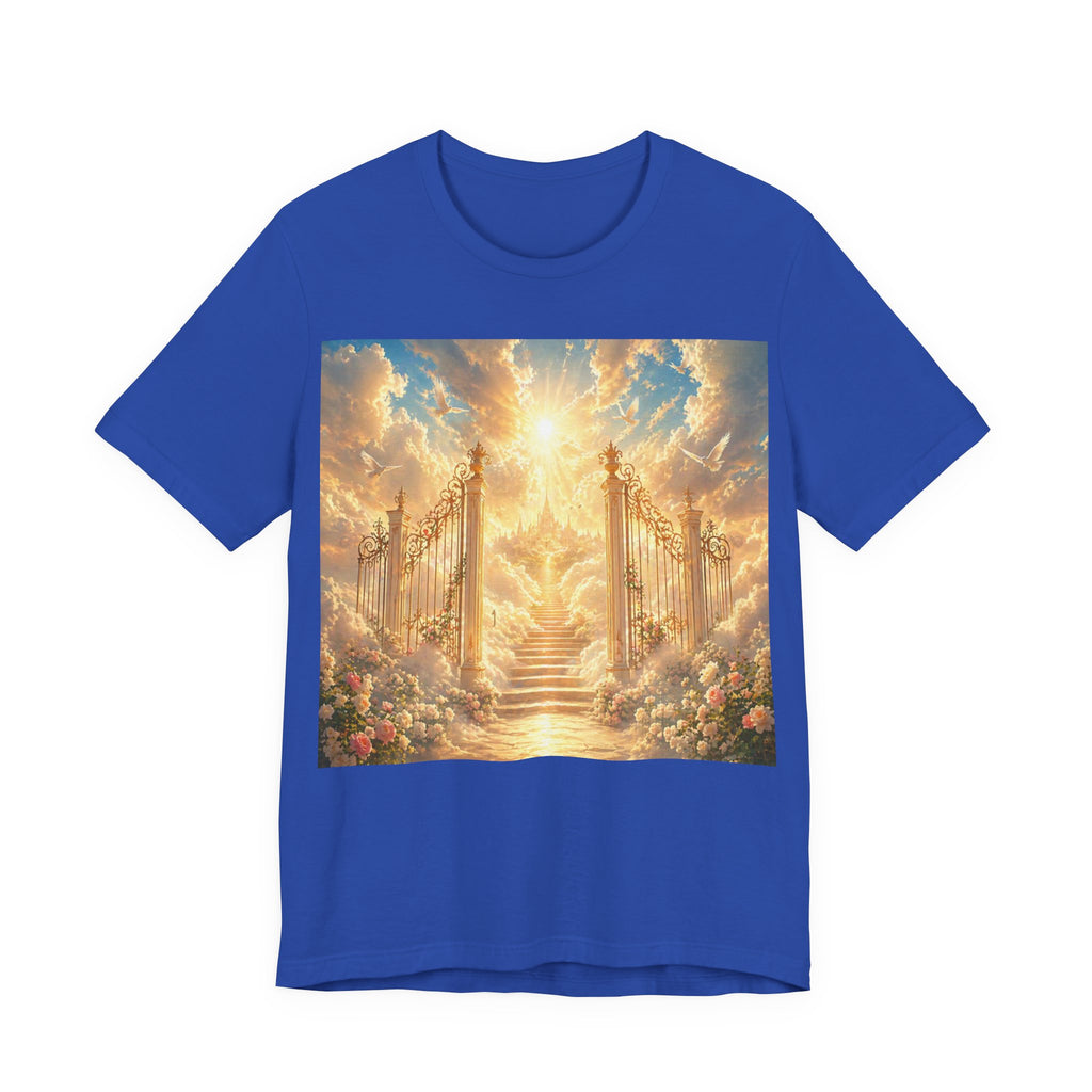 Heavenly Gates Graphic Tee — Celestial Stairs & Sunlight T-Shirt