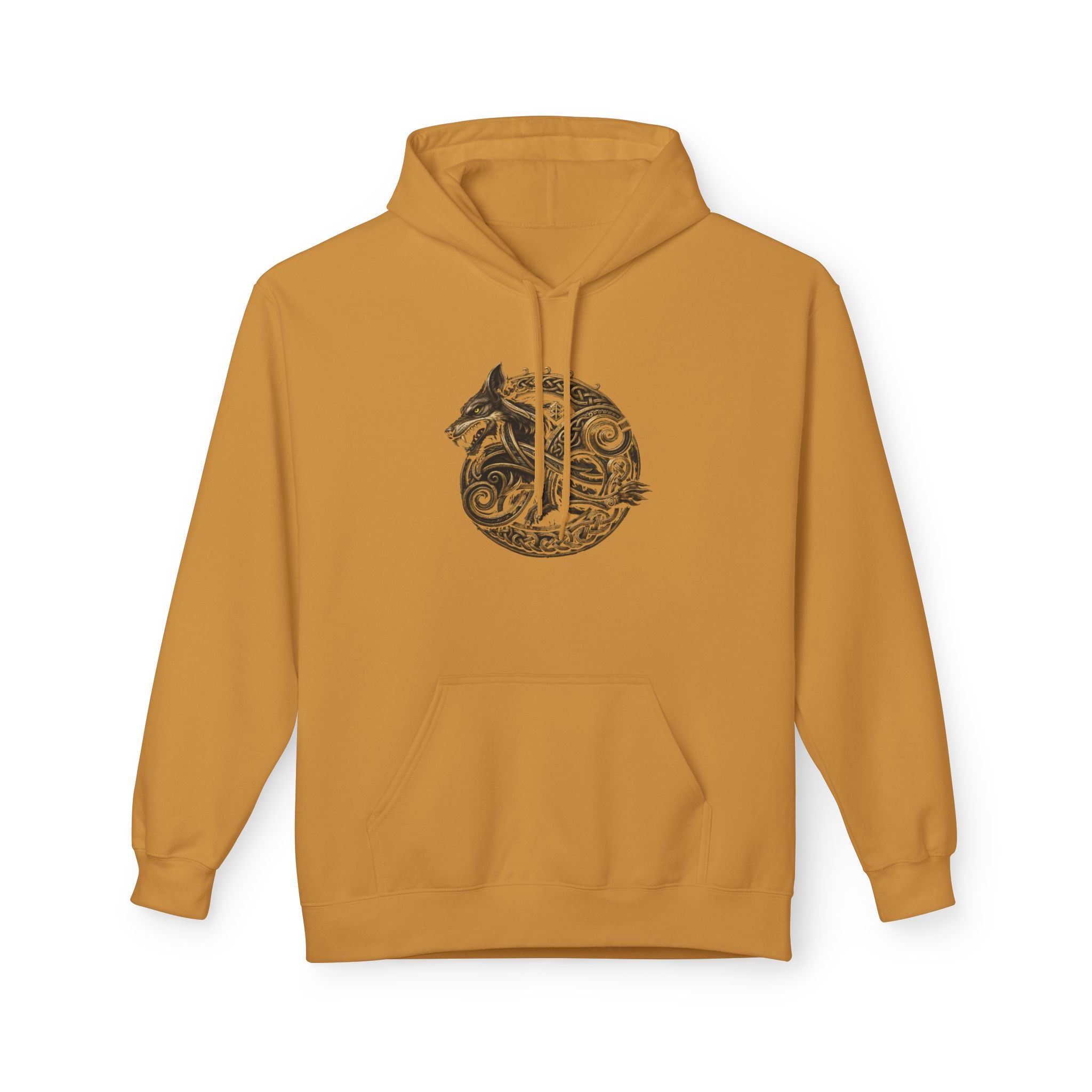 Norse mythology wolve Hoodie – Earth-Tone Celtic Wolf Graphic Pullover
