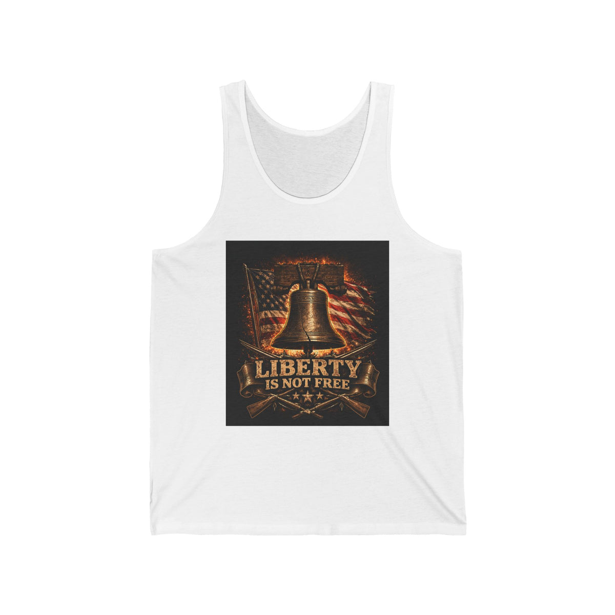 Liberty Is Not Free Tank Top — Patriotic American Flag & Bell Memorial Vest