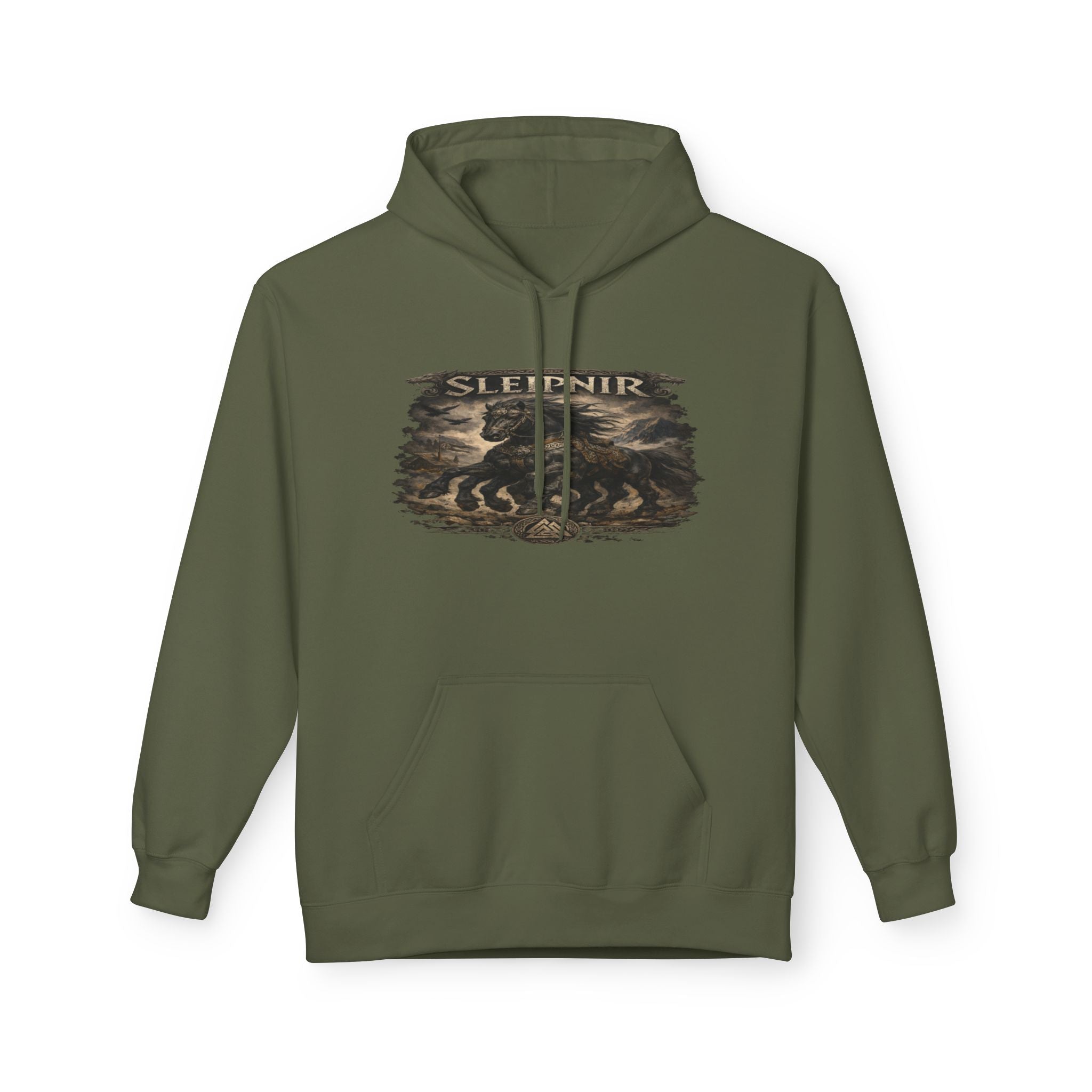 Sleipnir Viking Horse Hoodie — Norse Mythology Odin Sleipnir Graphic Sweatshirt
