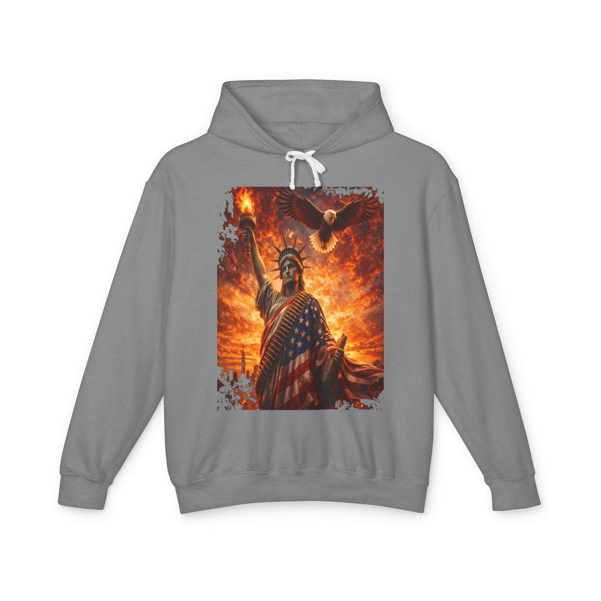 Statue of Liberty American Flag Hoodie — Patriotic Liberty Eagle Sweatshirt