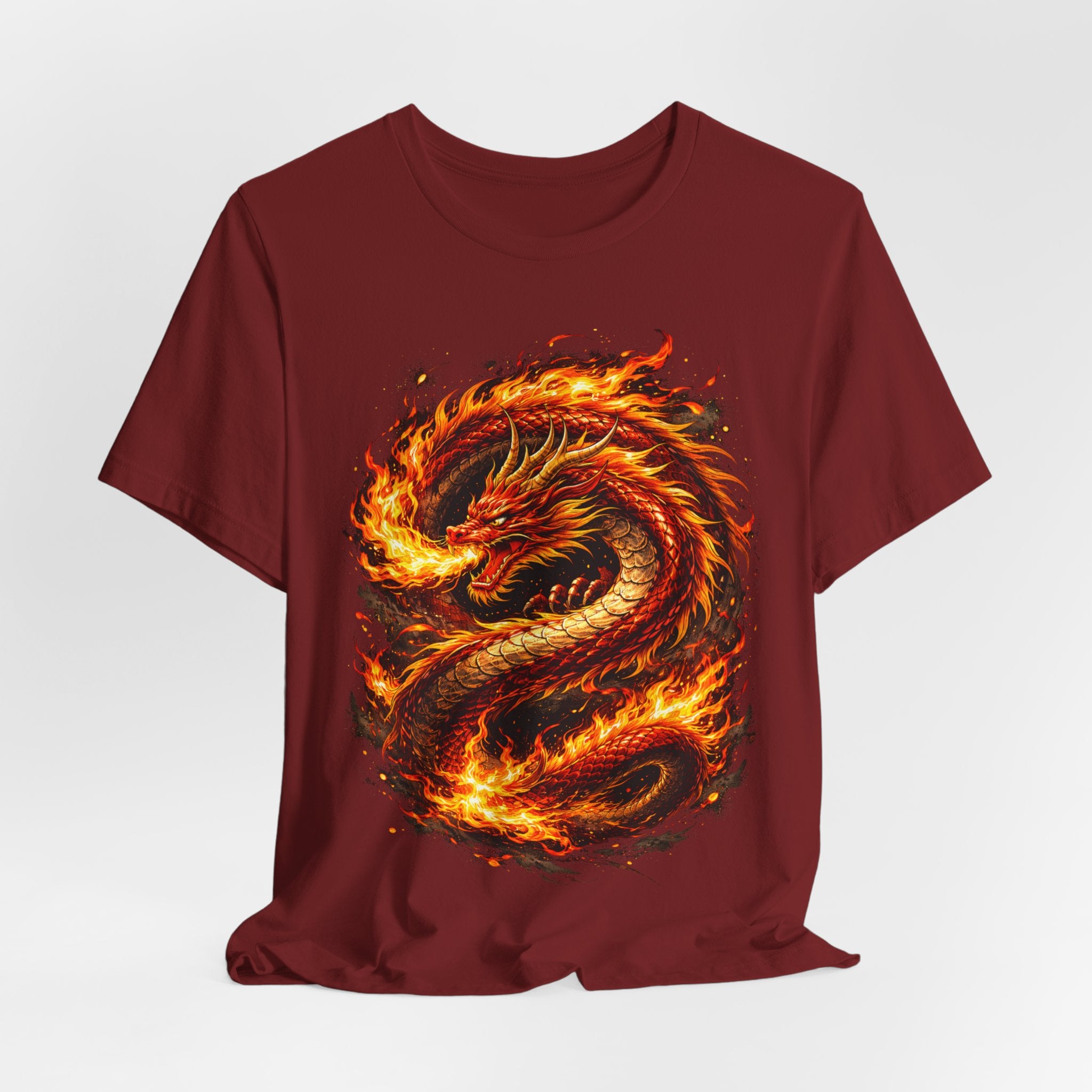 Flaming Dragon T-Shirt — Fiery Eastern Dragon Graphic Tee