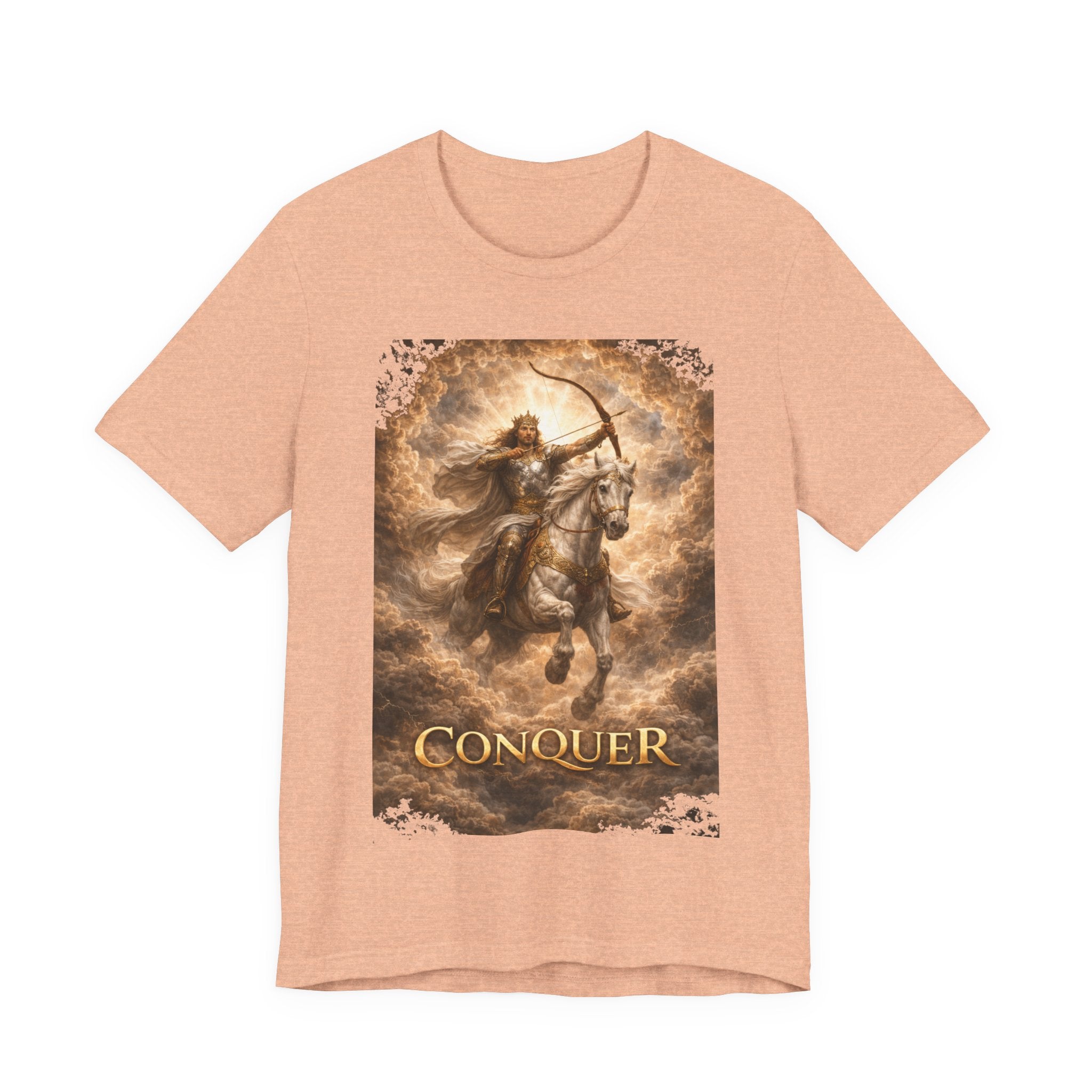 The white horse from Revelation 6:1-2! T‑Shirt — "Conquer" Warrior Archer Graphic Tee