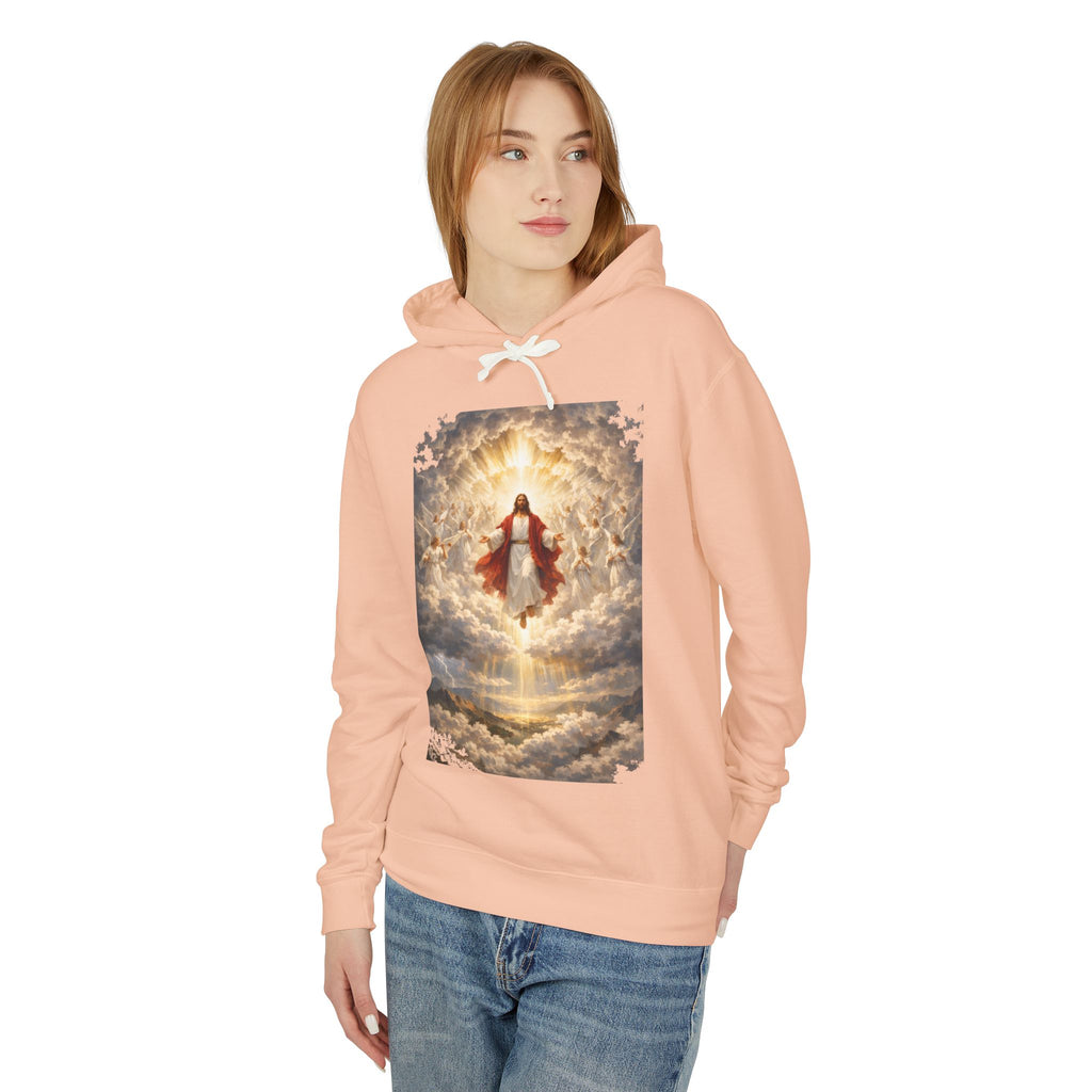 Christian Jesus Hoodie — Ascension Clouds Religious Graphic Sweatshirt