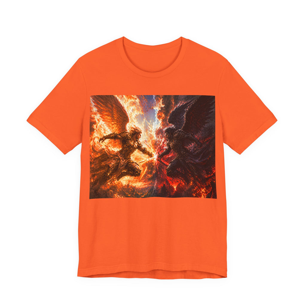 Angel vs Demon Battle T-Shirt — Fiery Fantasy Art Graphic Tee