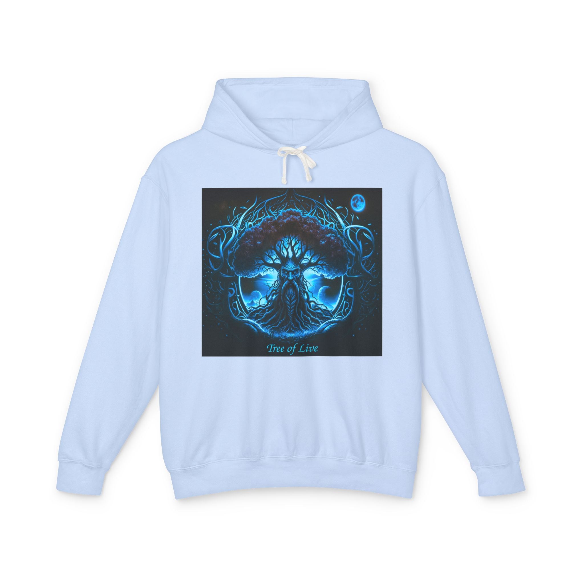 Yggdrasil, thYggdrasil- Viking symbols/Norse symbols but an important element of the Norse faith itself.---Tree of Life Hoodie — Blue Mystical Nature Graphic Hooded Sweatshirt