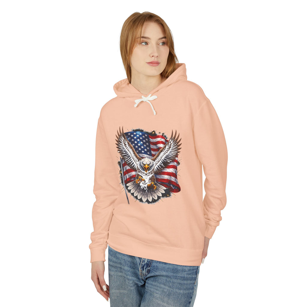 American Eagle Hoodie — Patriotic Bald Eagle with USA Flag Graphic