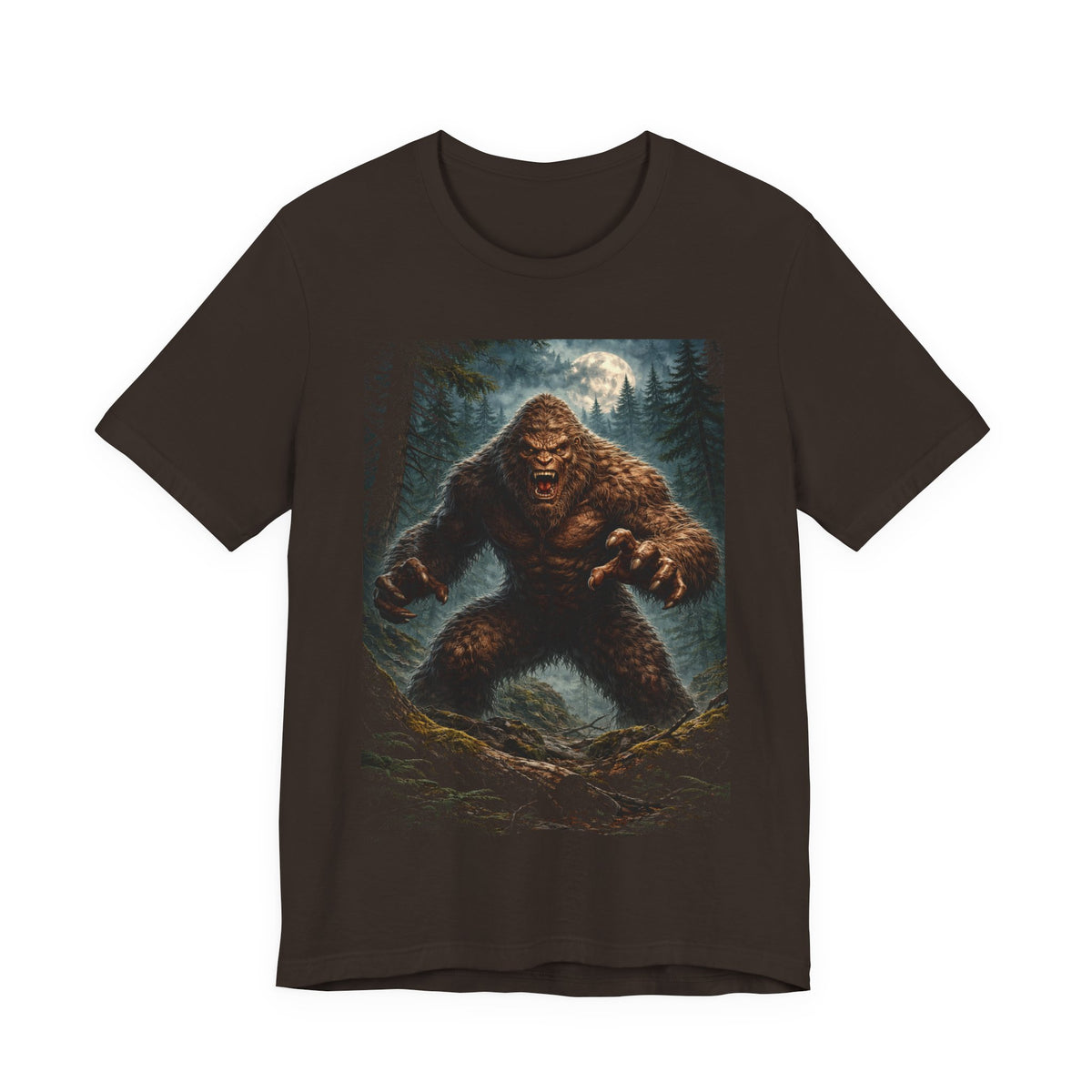 Bigfoot Monster Graphic T-Shirt — Sasquatch Forest Night Tee