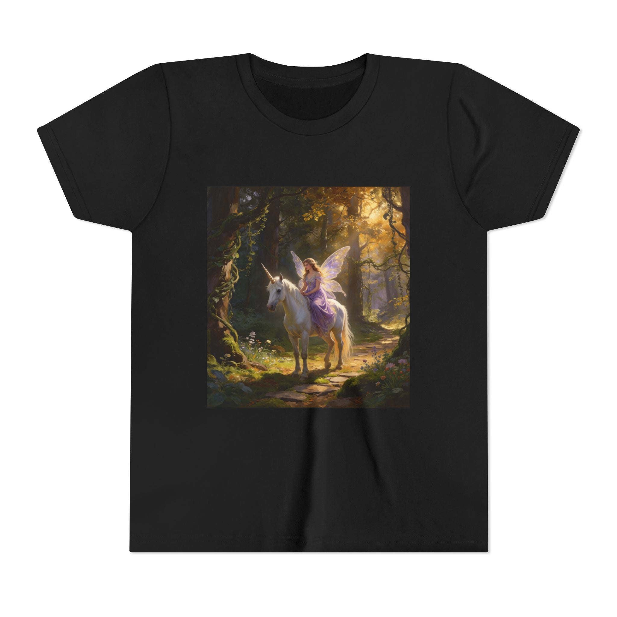 Youth Tee — Enchanted Unicorn & Fairy Forest Graphic