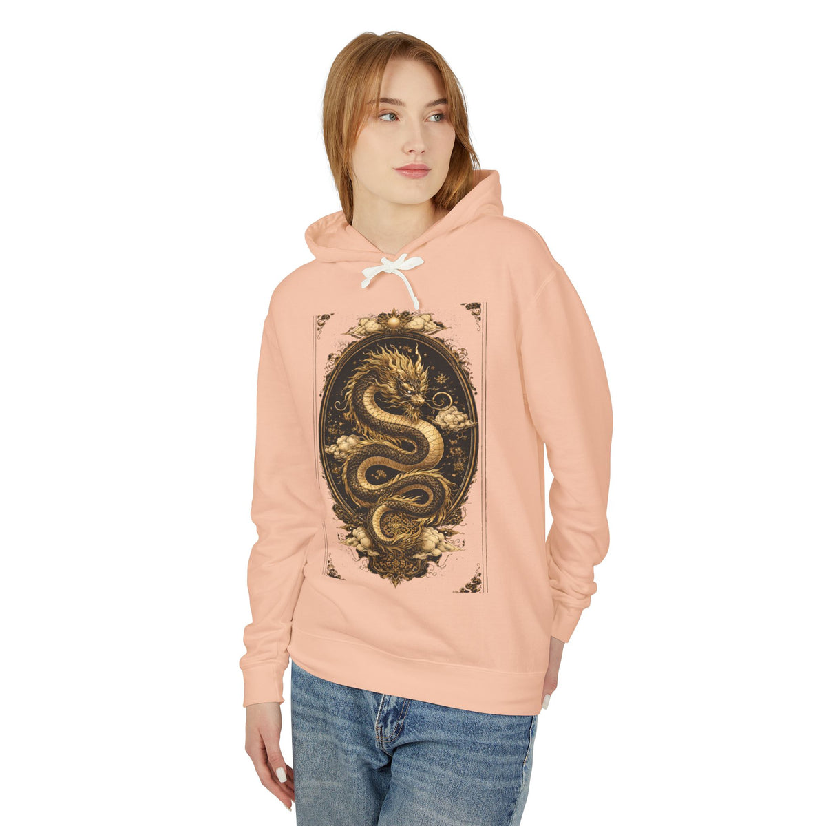 Golden Dragon Hoodie — Vintage Oriental Serpent Graphic Sweatshirt