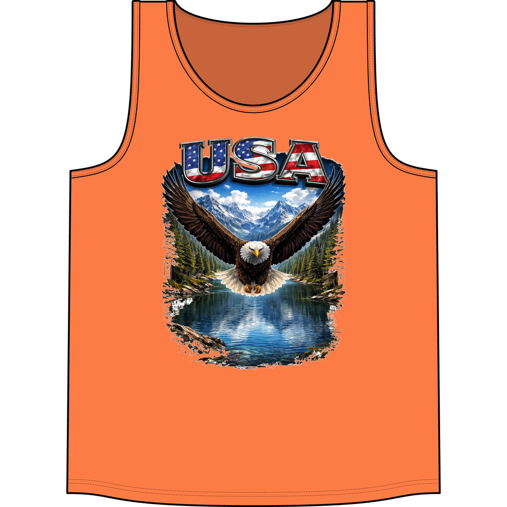 USA Eagle Tank Top – Patriotic Bald Eagle Mountain Lake Graphic