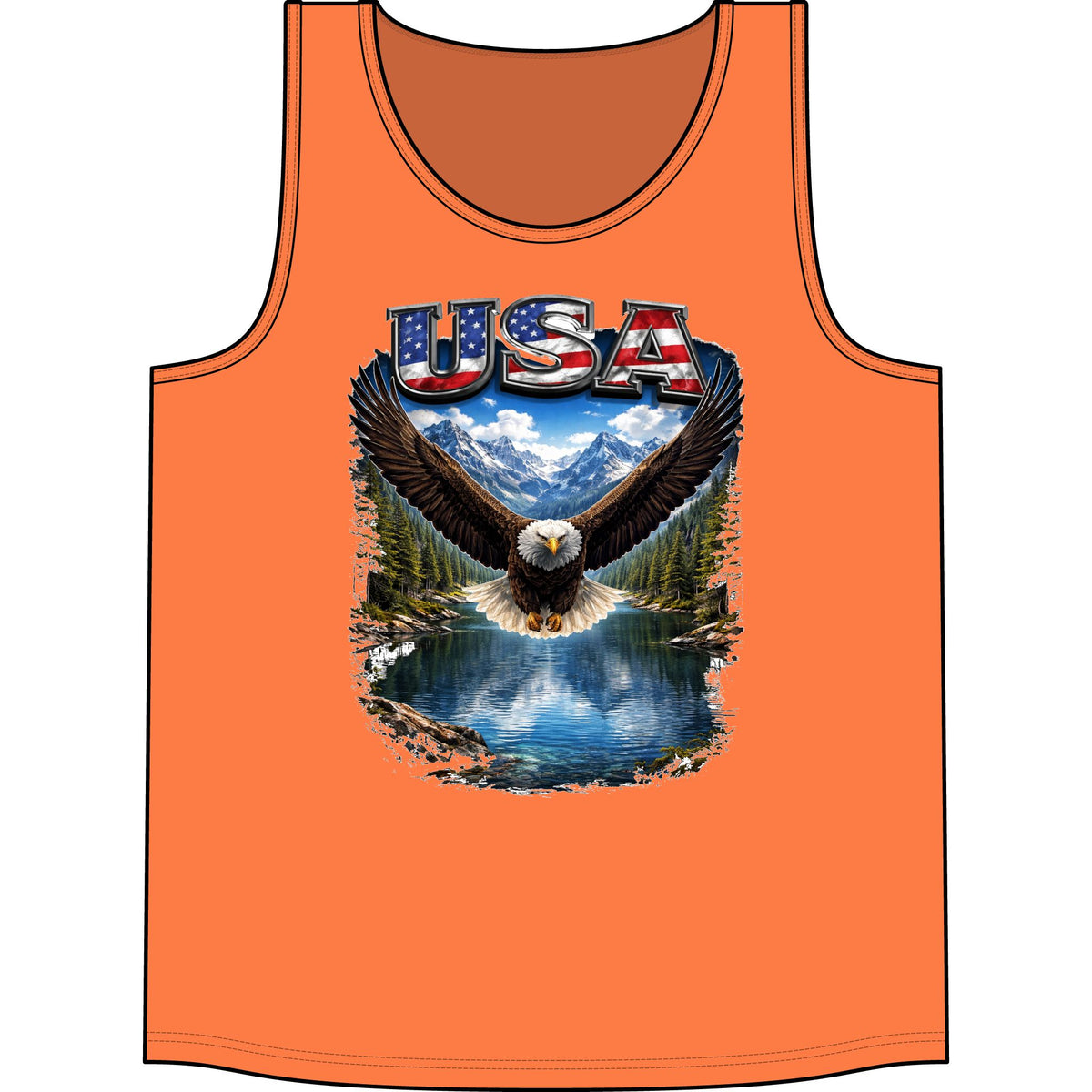 USA Eagle Tank Top – Patriotic Bald Eagle Mountain Lake Graphic