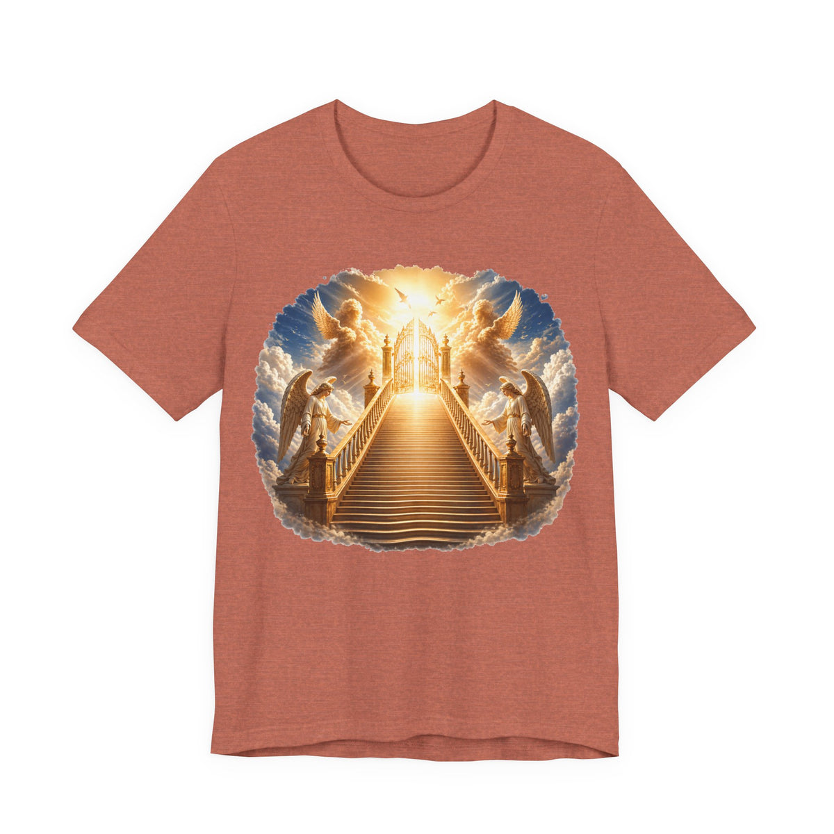 Heavenly Golden Stairway T‑Shirt — Angelic Gates Spiritual Tee
