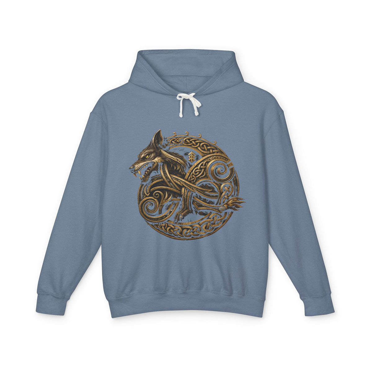 Viking Wolf Circle Hoodie — Norse Celtic Rune Graphic Sweatshirt