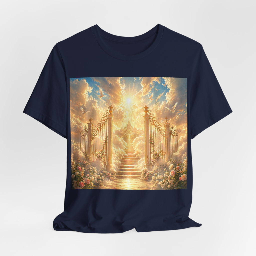 Heavenly Gates Graphic Tee — Celestial Stairs & Sunlight T-Shirt