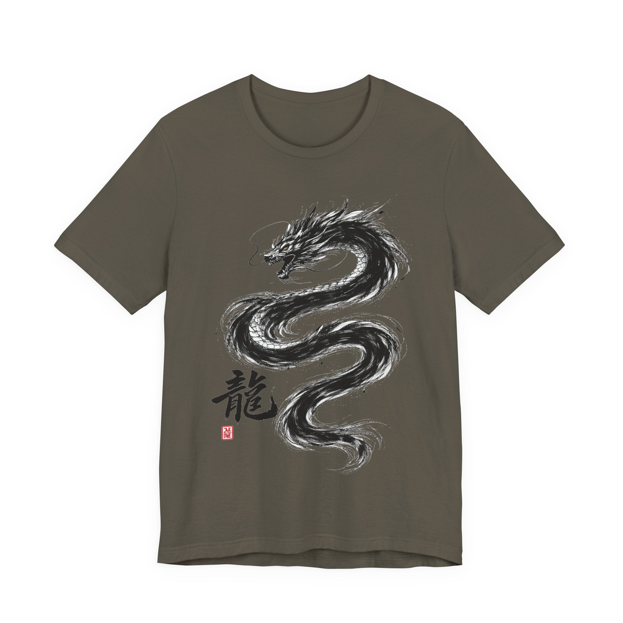 Dragon Brushstroke Tee — Asian Ink Dragon T-Shirt