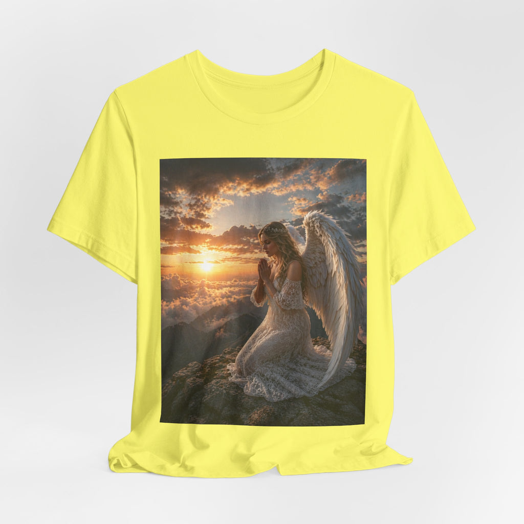 Angel Prayer T‑Shirt — Serene Winged Angel Sunset Tee