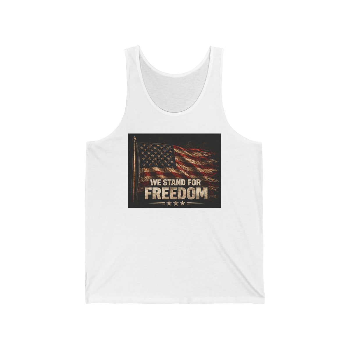 Freedom Flag Tank Top – "We Stand for Freedom" Patriotic American Flag Tank