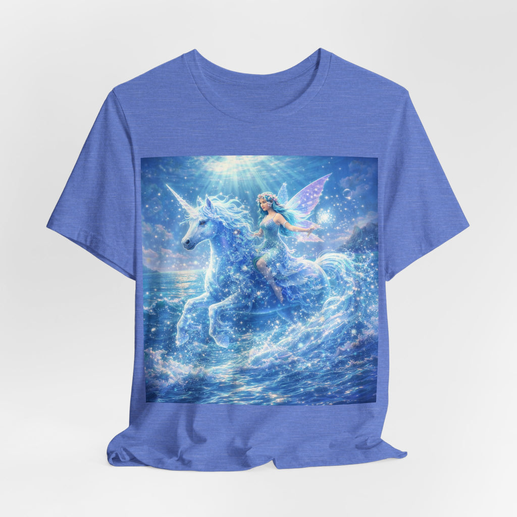 Mystic Sea Unicorn Tee — Fairy Riding Pegasus Surfing Ocean Graphic T-Shirt