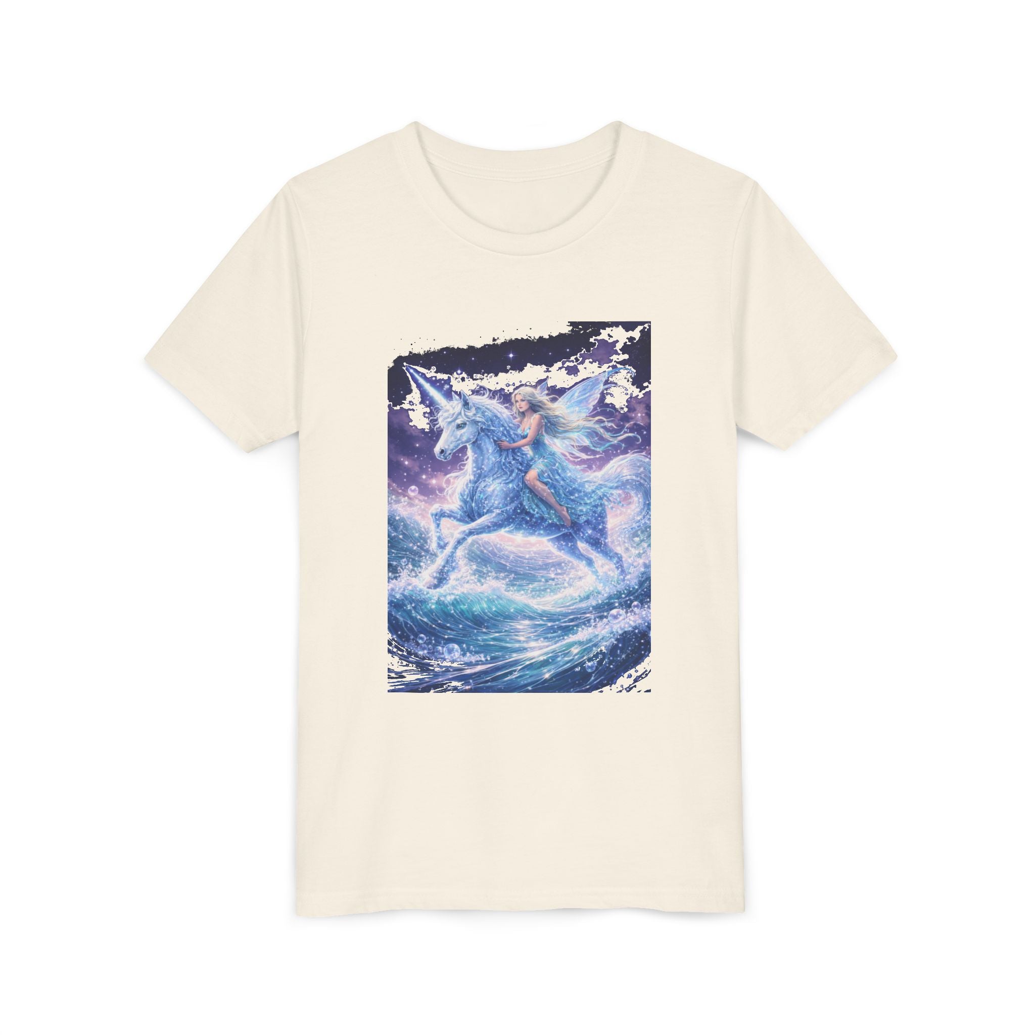 Youth Unicorn Tee — Magical Riding Mermaid on Ocean Wave