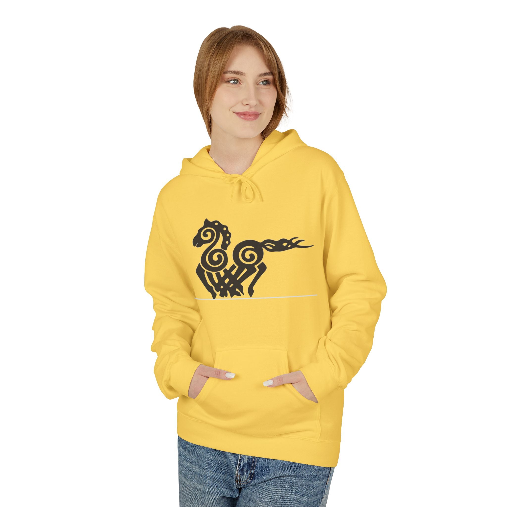 Viking Horse Tribal Hoodie — Nordic Norse Rune Stallion Design