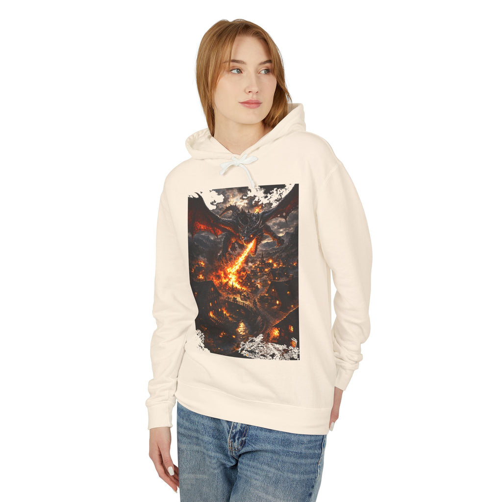 Dragon Fire Graphic Hoodie — Fantasy Lava Dragon Illustration Sweatshirt