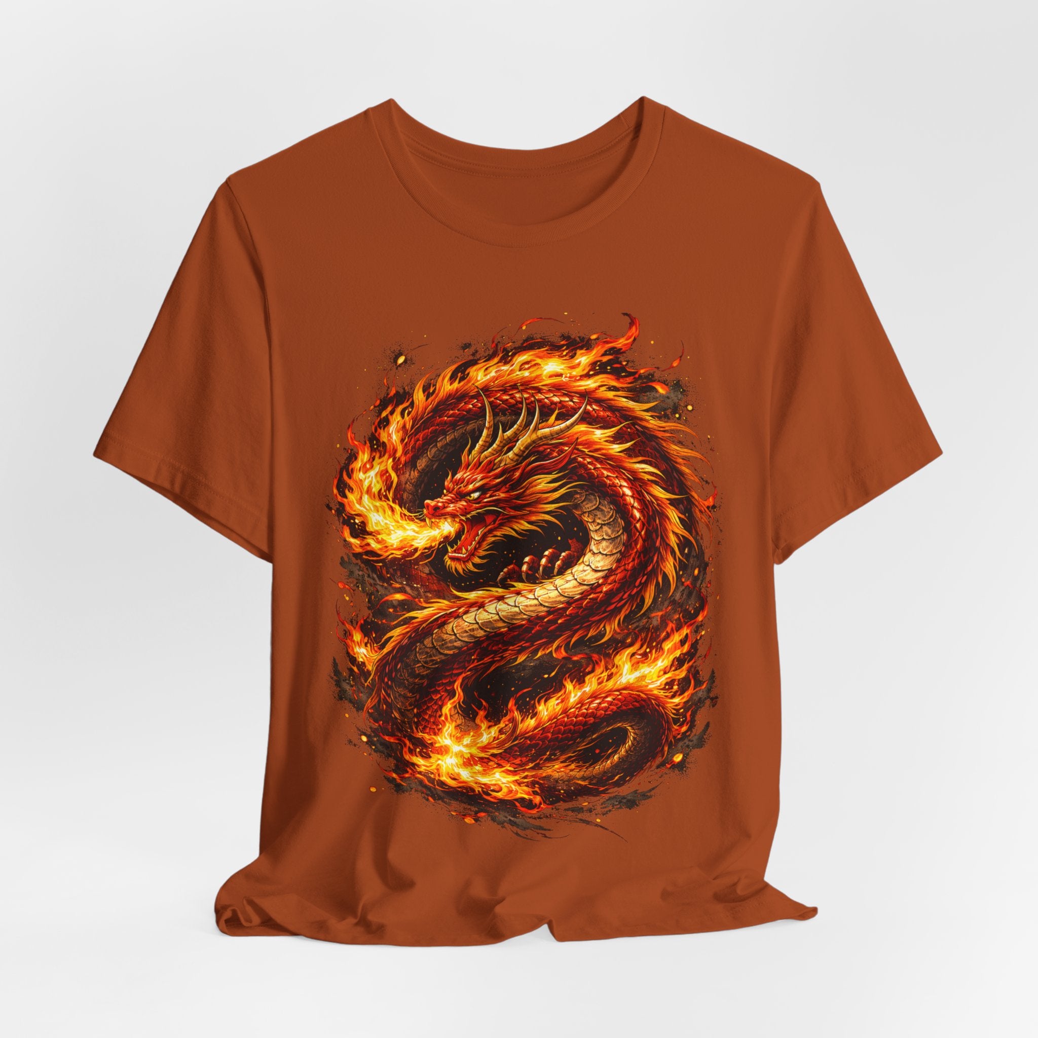 Flaming Dragon T-Shirt — Fiery Eastern Dragon Graphic Tee