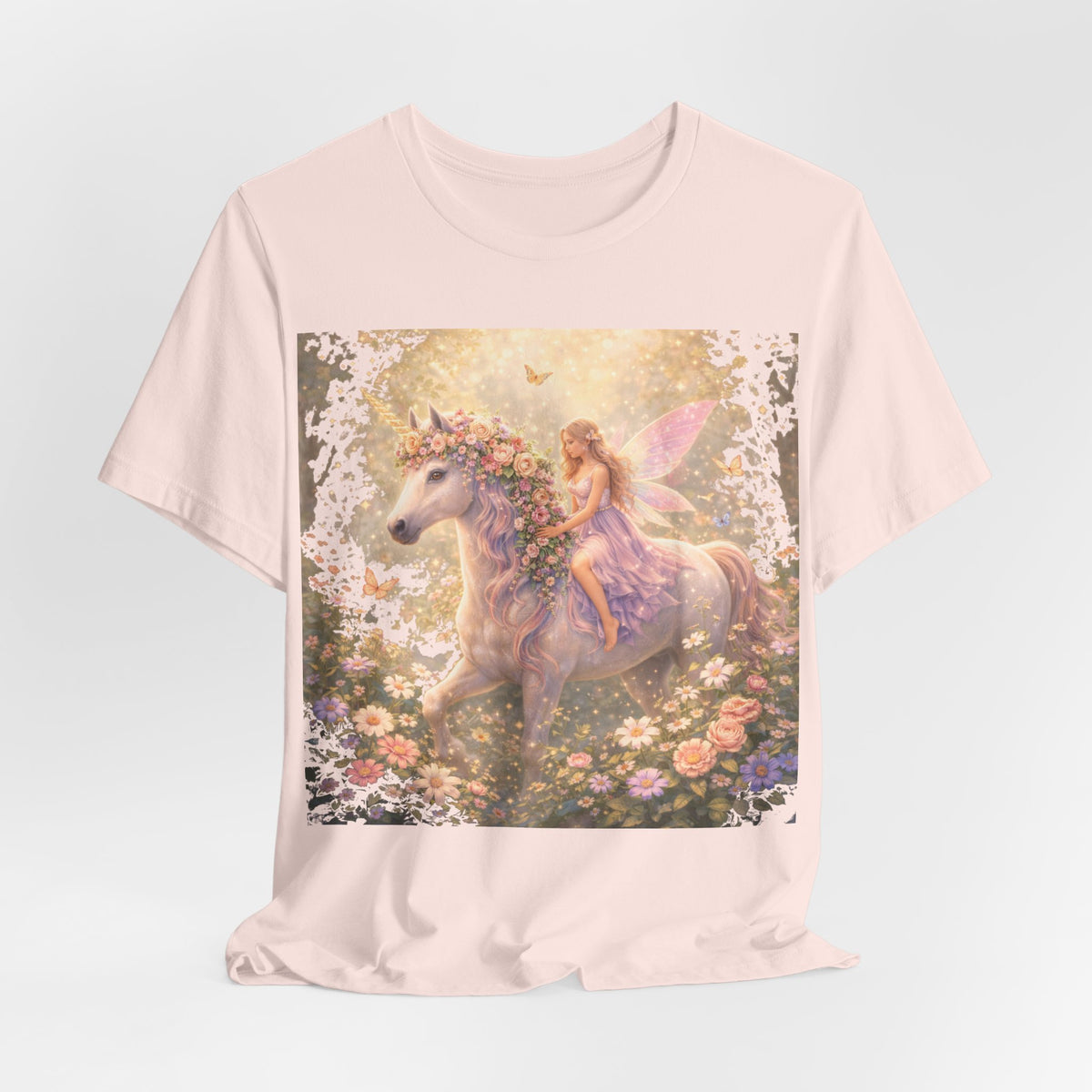 Fairy and Unicorn Tee — Whimsical Garden Fantasy T-Shirt