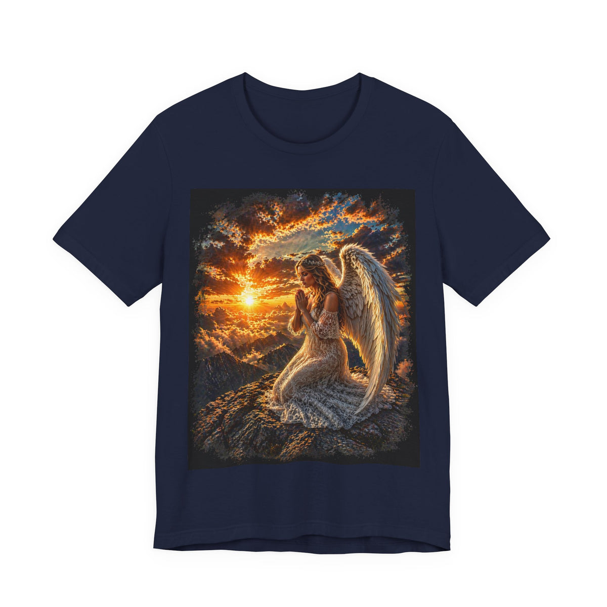 Angel Prayer T‑Shirt — Serene Sunset Guardian Angel Tee