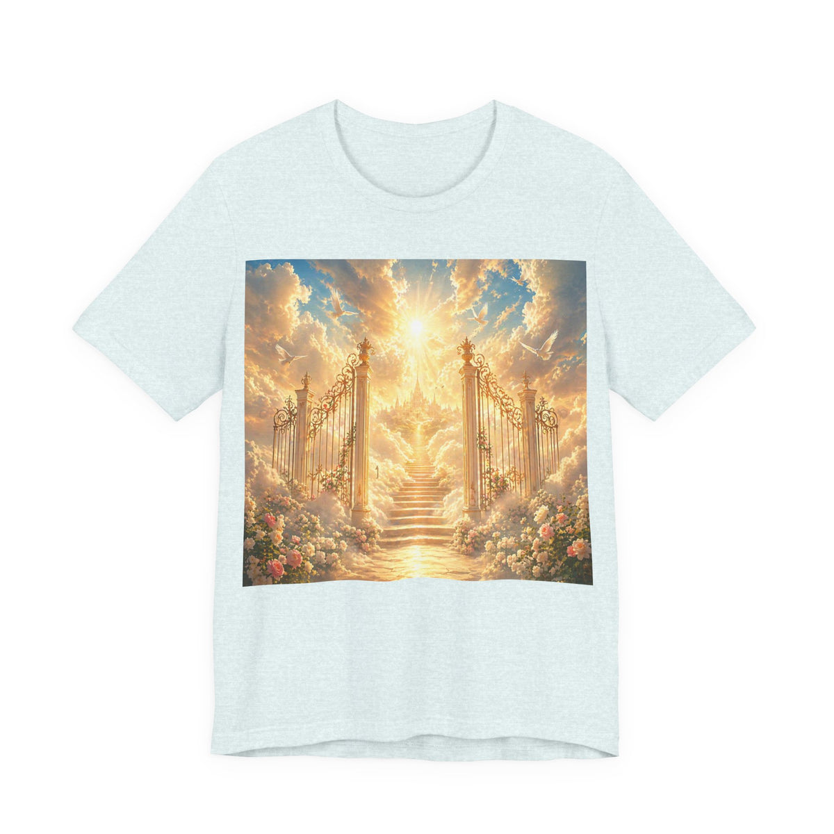 Heavenly Gates Graphic Tee — Celestial Stairs & Sunlight T-Shirt