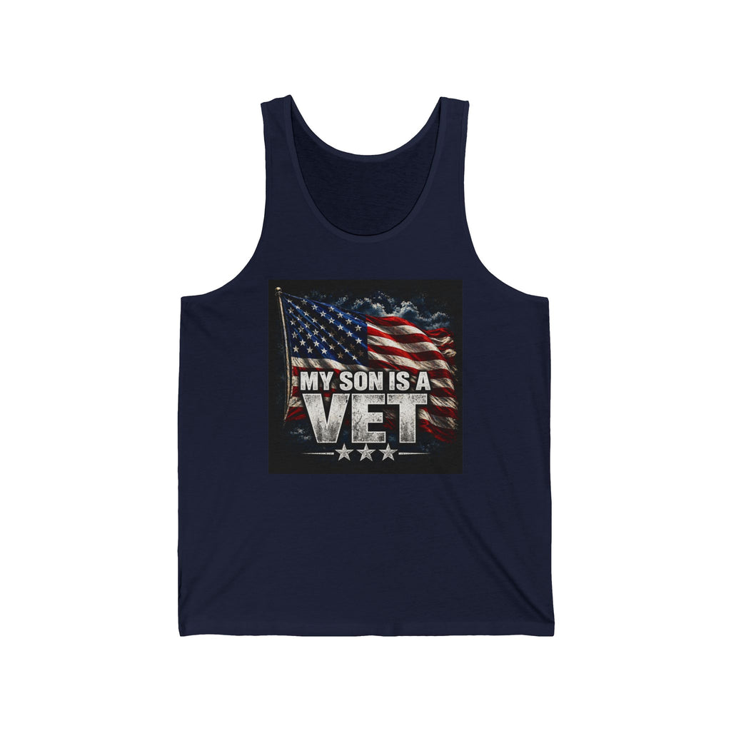 My Son Is A Vet Tank Top - Patriotic American Flag Veteran Support Tank