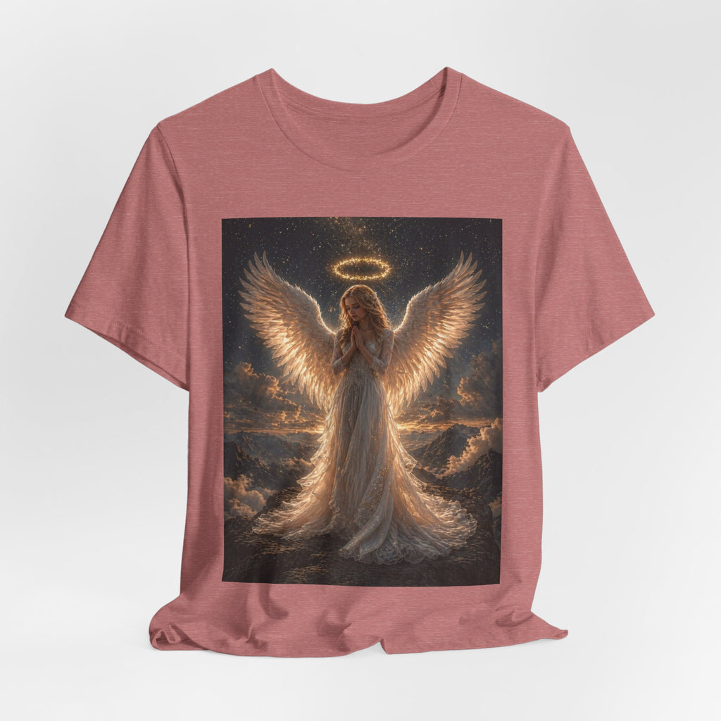 Angel Wings Graphic Tee — Glowing Halo Spiritual T-Shirt