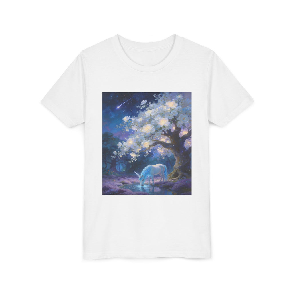 Youth Tee — Dreamy Moonlit Deer & Blossom Tree Graphic