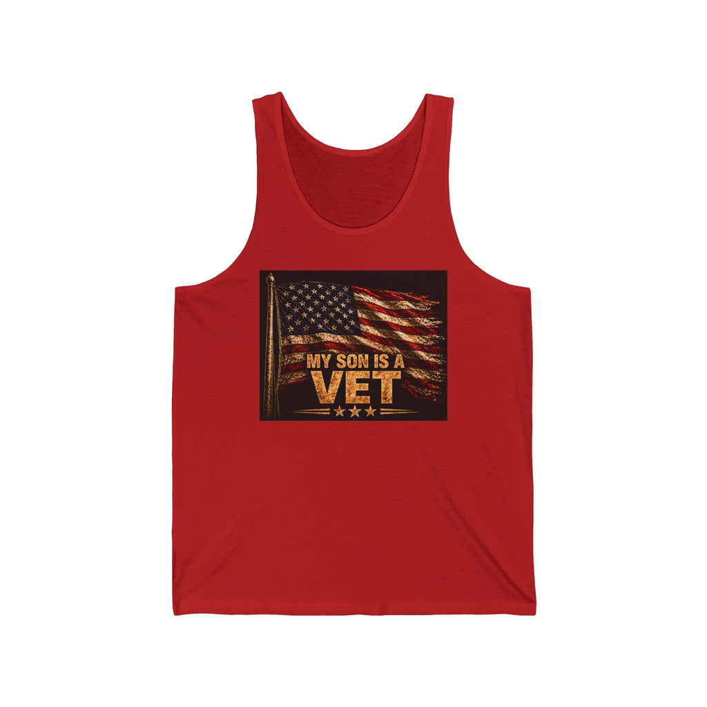 My Son Is a Vet Tank Top – Patriotic American Flag Veteran Tribute