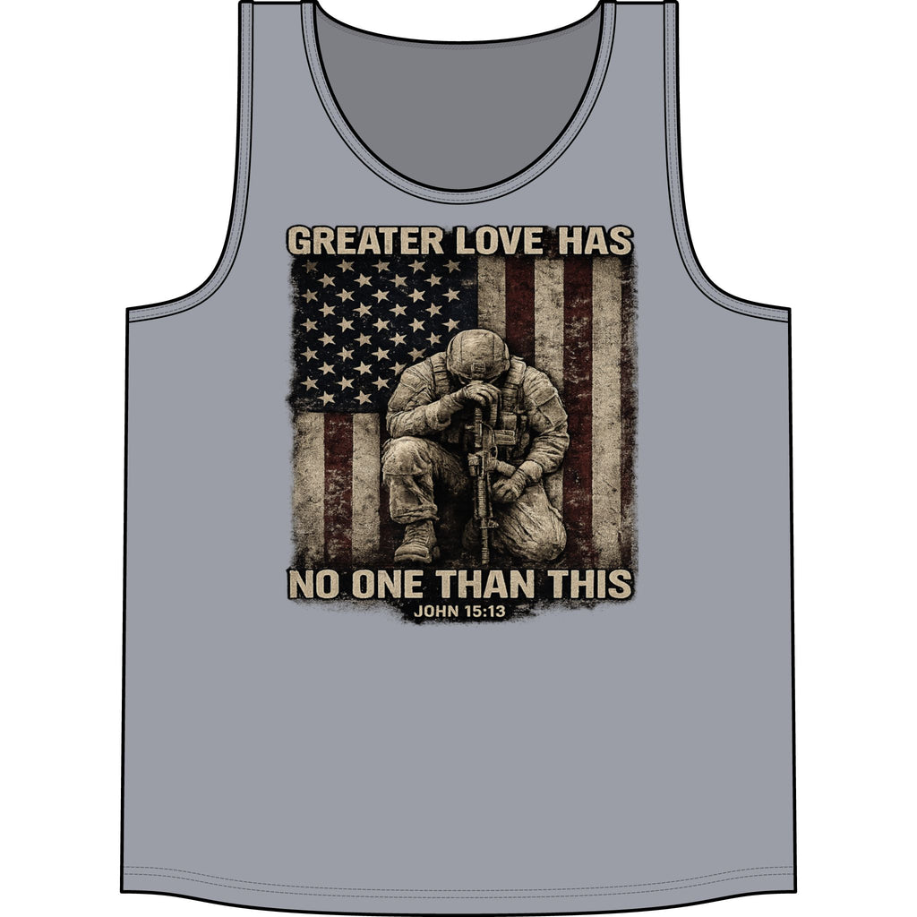 Patriotic Soldier Tank Top — "Greater Love Has No One Than This" (John 15:13)