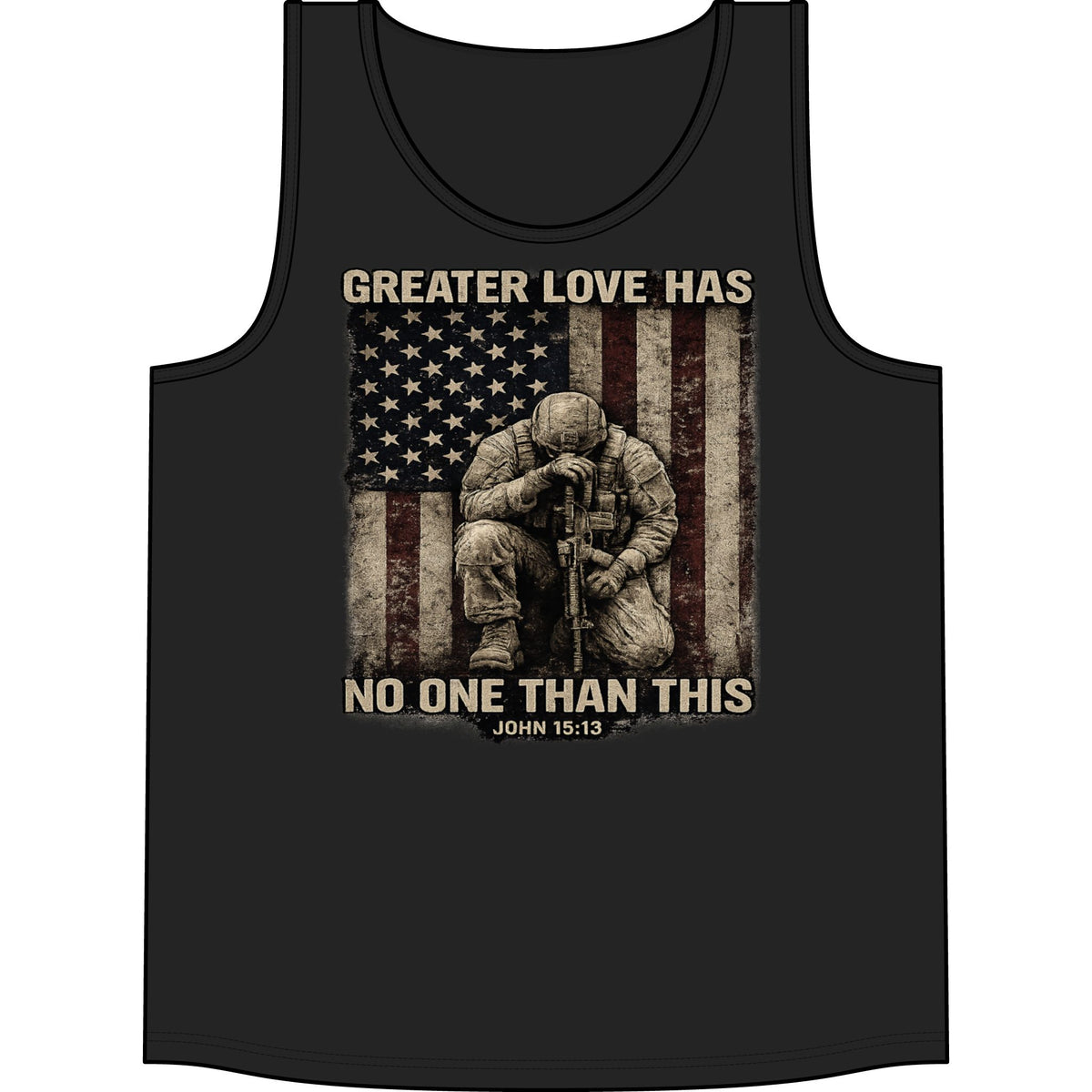 Patriotic Soldier Tank Top — "Greater Love Has No One Than This" (John 15:13)