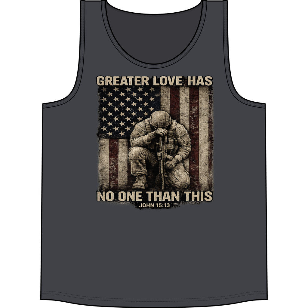 Patriotic Soldier Tank Top — "Greater Love Has No One Than This" (John 15:13)