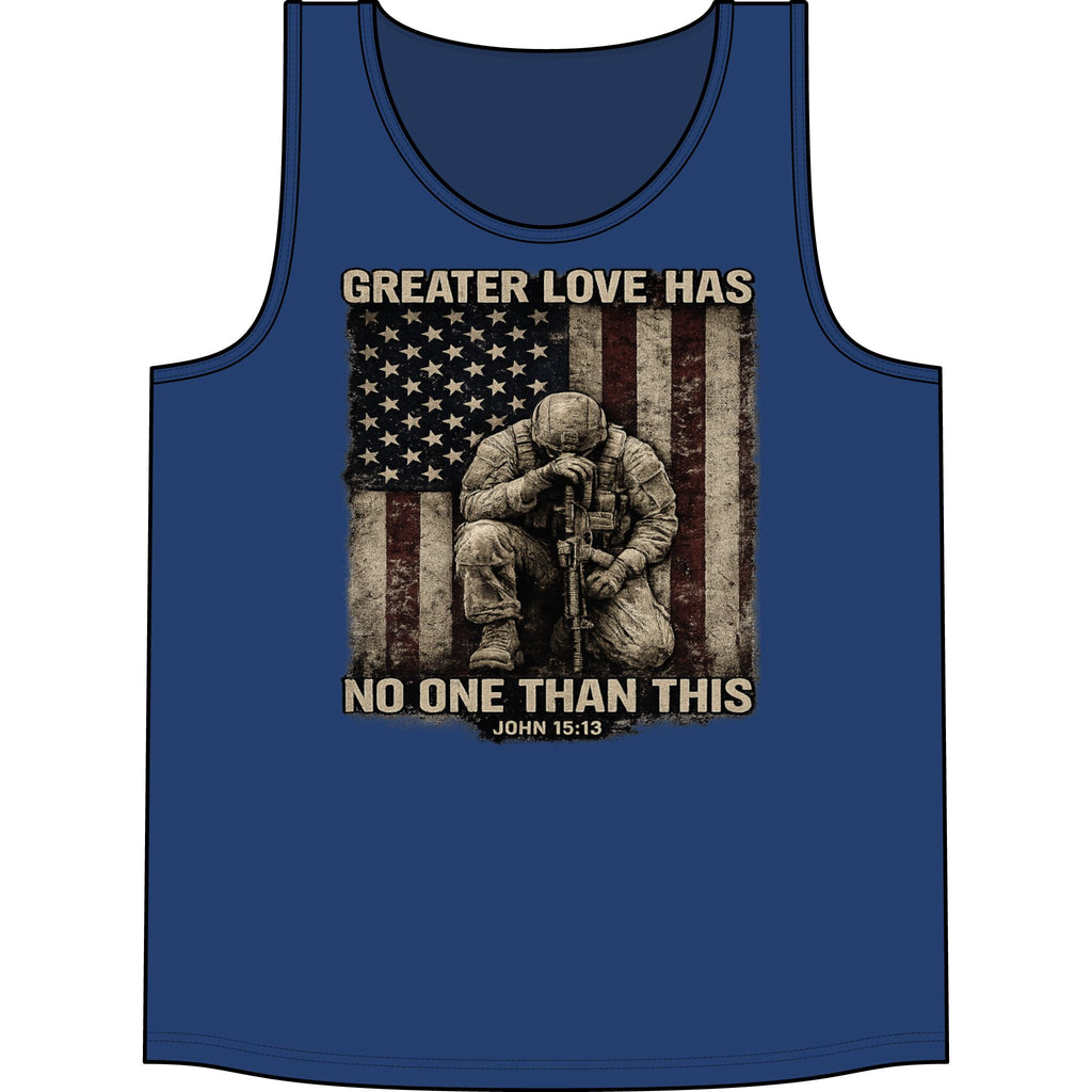 Patriotic Soldier Tank Top — "Greater Love Has No One Than This" (John 15:13)
