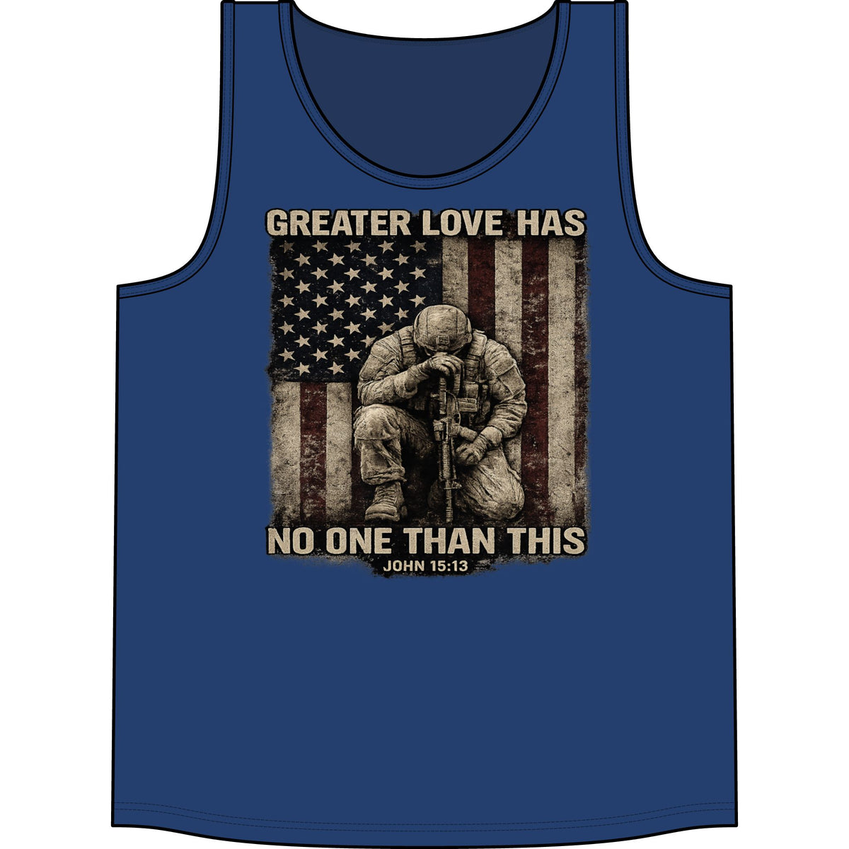 Patriotic Soldier Tank Top — "Greater Love Has No One Than This" (John 15:13)