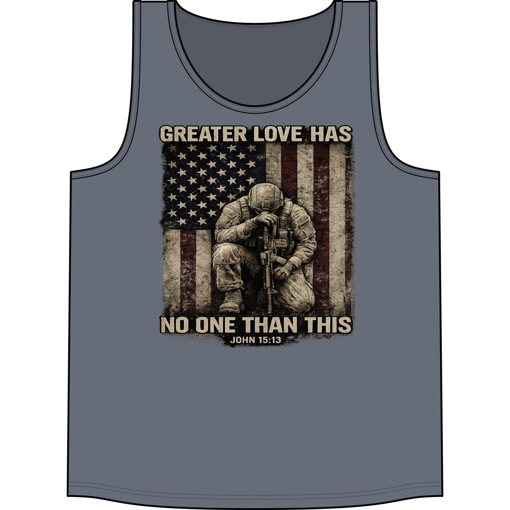 Patriotic Soldier Tank Top — "Greater Love Has No One Than This" (John 15:13)
