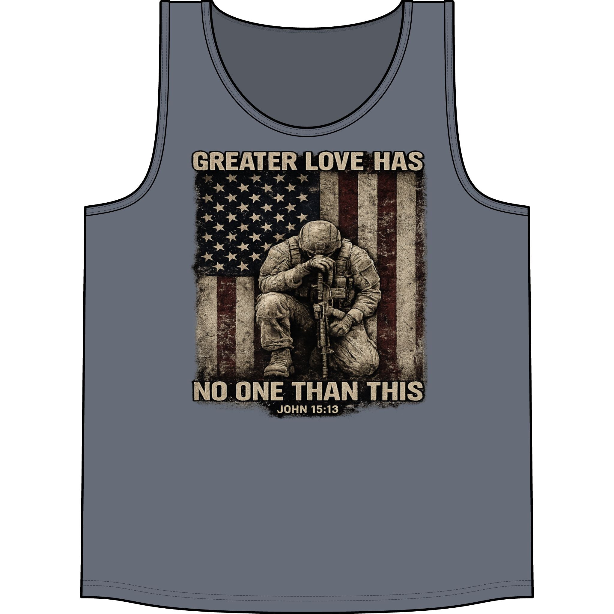 Patriotic Soldier Tank Top — "Greater Love Has No One Than This" (John 15:13)