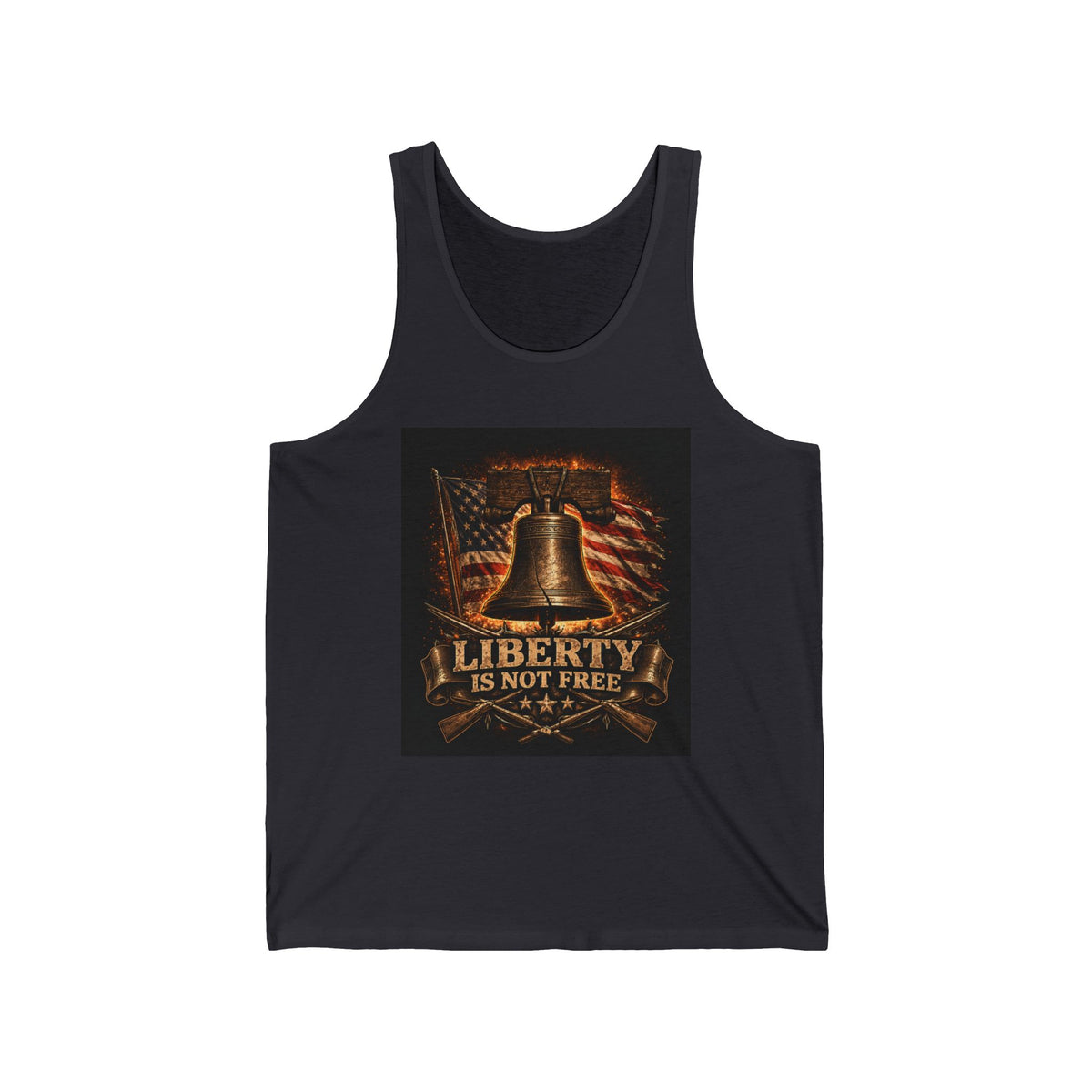 Liberty Is Not Free Tank Top — Patriotic American Flag & Bell Memorial Vest