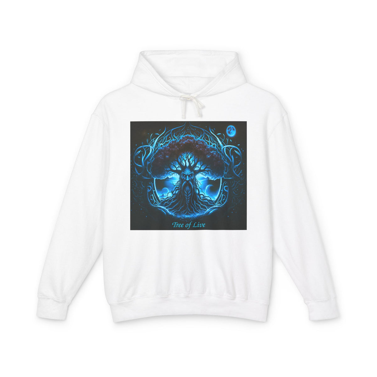 Yggdrasil, thYggdrasil- Viking symbols/Norse symbols but an important element of the Norse faith itself.---Tree of Life Hoodie — Blue Mystical Nature Graphic Hooded Sweatshirt