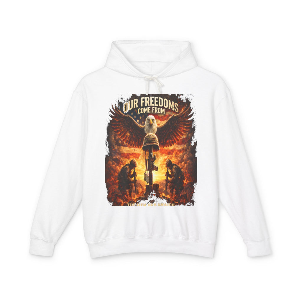 Veteran Memorial Hoodie - "Our Freedoms Come From" Fallen Soldier Tribute