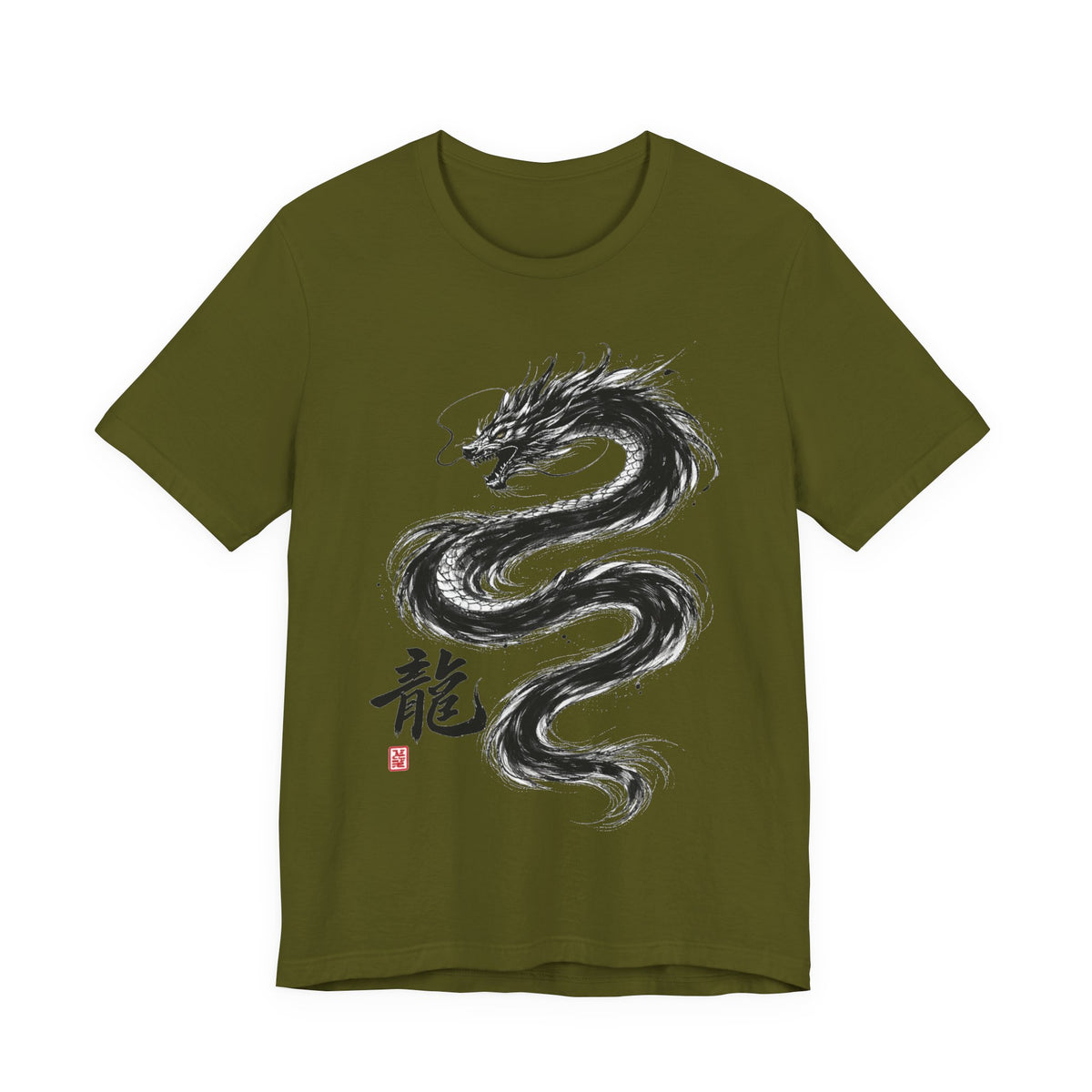 Dragon Brushstroke Tee — Asian Ink Dragon T-Shirt