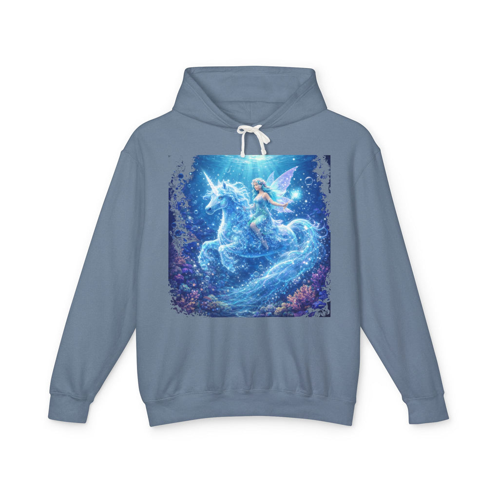 Magical Unicorn & Fairy Hoodie — Starry Blue Fantasy Sweatshirt